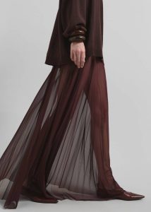 Red Women The Frankie Shop Bottoms Vallen Pleated Mesh Maxi Skirt - Burgundy - Image 3