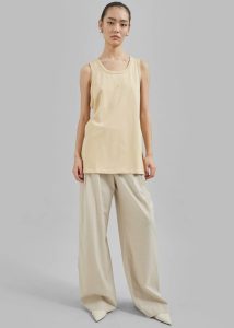 Rexy Embroidered Tank Top - Latte Beige Men The Frankie Shop Tops - Image 2
