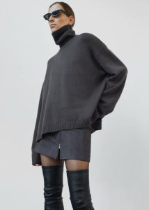 Rhea Trapeze Turtleneck - Light Khaki Knitwear The Frankie Shop Green Women - Image 2