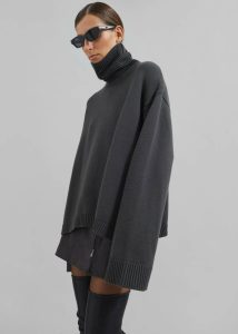 Rhea Trapeze Turtleneck - Light Khaki Knitwear The Frankie Shop Green Women