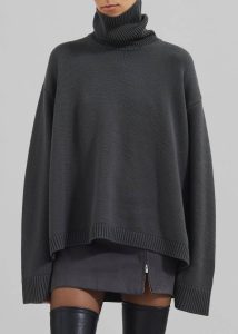 Rhea Trapeze Turtleneck - Light Khaki Knitwear The Frankie Shop Green Women - Image 4