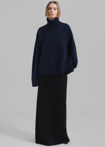 Rhea Trapeze Turtleneck - Navy Women The Frankie Shop Blue Knitwear - Image 2
