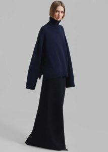Rhea Trapeze Turtleneck - Navy Women The Frankie Shop Blue Knitwear - Image 3