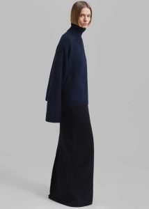 Rhea Trapeze Turtleneck - Navy Women The Frankie Shop Blue Knitwear - Image 5