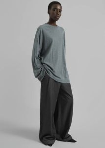 Rio Oversized Sleeve Tee - Dark Grey Melange Grey Women Tops The Frankie Shop - Image 3