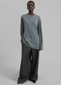 Rio Oversized Sleeve Tee - Dark Grey Melange Grey Women Tops The Frankie Shop - Image 5