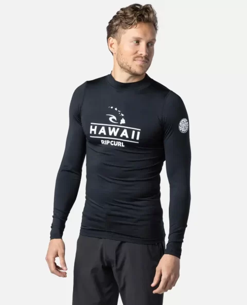Rip Curl Hawaii Long Sleeve Performance Fit Pf Rash Guard Mens Rash Guards - Image 3
