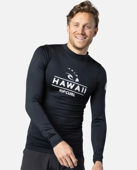 Rip Curl Hawaii Long Sleeve Performance Fit Pf Rash Guard Mens Rash Guards