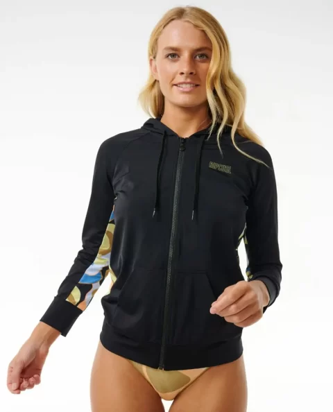 Rip Curl High Tide Uv Zip Through Long Sleeve Rash Vest Rash Guards Women
