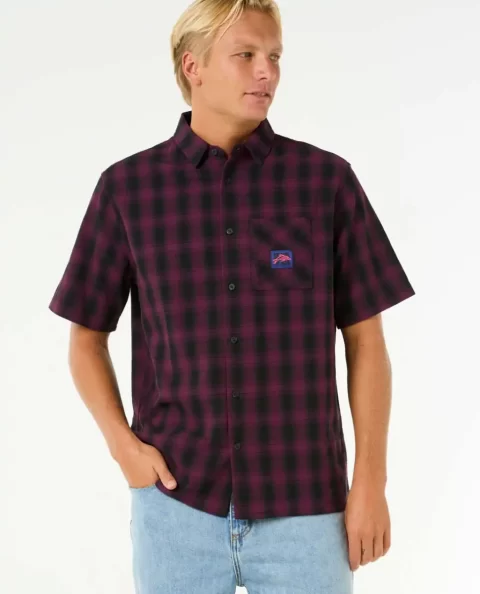 Rip Curl Mens Raw Energy Short Sleeve Plaid Shirt Shirts & Flannels