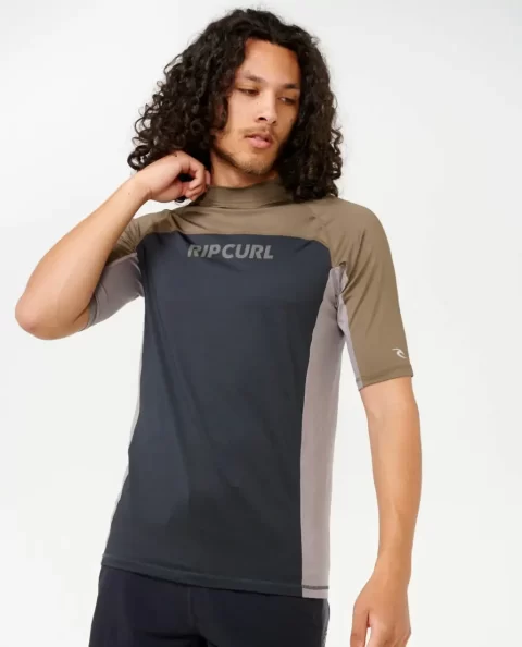 Rip Curl Rash Guards Mens Drive Uv Short Sleeve Rash Vest