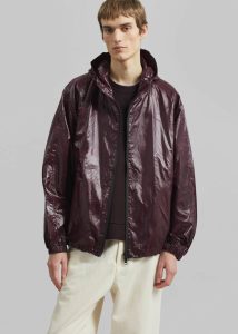 Risbury Glossed Hooded Jacket - Dark Plum Purple Outerwear Men The Frankie Shop