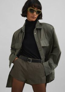 Rolen Hot Pants - Dark Olive Women The Frankie Shop Green Bottoms - Image 2