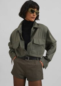 Rolen Hot Pants - Dark Olive Women The Frankie Shop Green Bottoms - Image 5