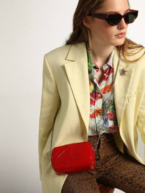 Ruby Red Women's Mini Star Bag In Red Painted Leather With Tone-On-Tone Star Women Crossbody Bags Golden Goose - Image 3