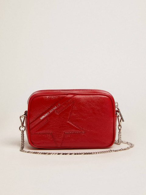 Ruby Red Women's Mini Star Bag In Red Painted Leather With Tone-On-Tone Star Women Crossbody Bags Golden Goose