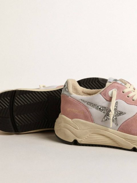 Running Sole In Gray Mesh And Suede With Silver Glitter Star Running Sole Women Golden Goose - Image 3