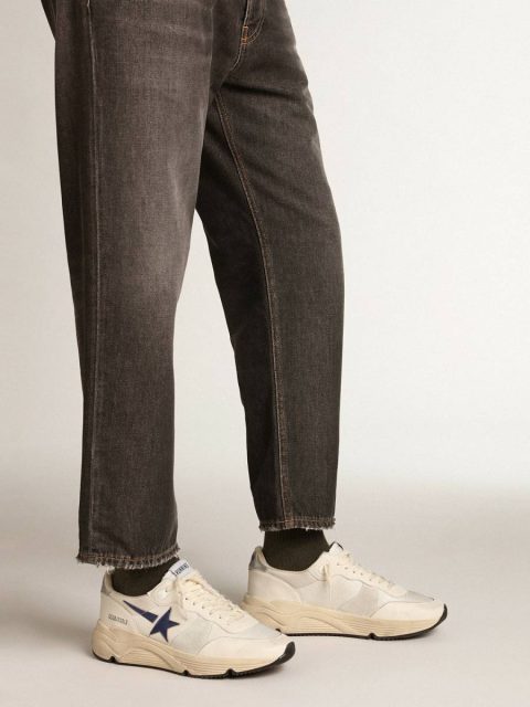 Running Sole In White Leather And Mesh With Blue Laminated Leather Star Golden Goose Running Sole Men - Image 3