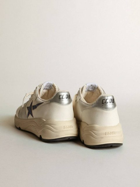 Running Sole In White Leather And Mesh With Blue Laminated Leather Star Golden Goose Running Sole Men - Image 5