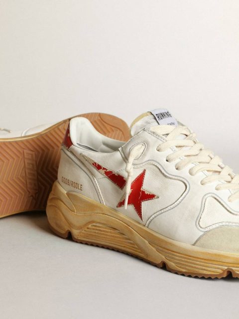 Running Sole Men Men's Running Sole With Leather Star And Heel Tab With Red Print Golden Goose - Image 3