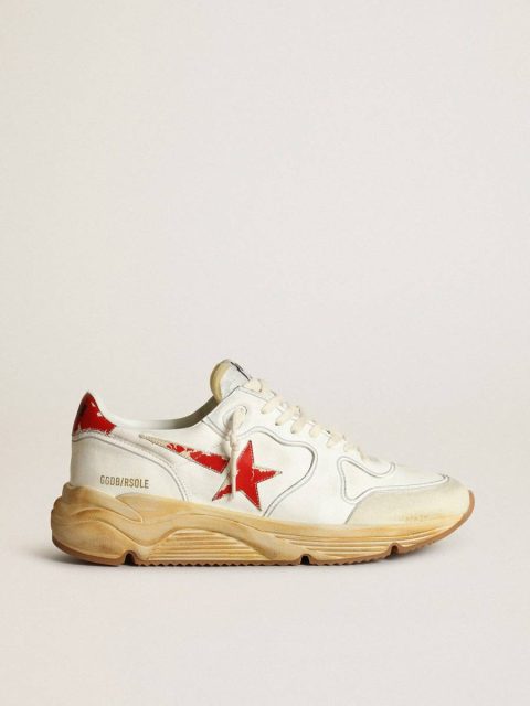 Running Sole Men Men's Running Sole With Leather Star And Heel Tab With Red Print Golden Goose