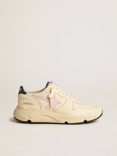 Running Sole Women's Running Sole In Nappa Leather With Pink Leather Star And Blue Leather Heel Tab Golden Goose Women