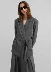 Salzburg Belted Blazer - Grey Outerwear The Frankie Shop Women Grey - Image 2
