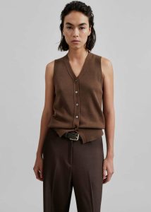 Samah Knit Vest - Brown The Frankie Shop Women Knitwear Brown