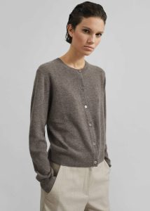 Samsøe Samsøe Saboston Cardigan - Grey Blue Melange Brown Knitwear Women The Frankie Shop - Image 3