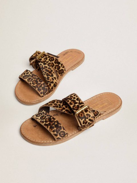 Sandals Margaret Flat Sandals In Leopard-Print Pony Skin Golden Goose Women - Image 2