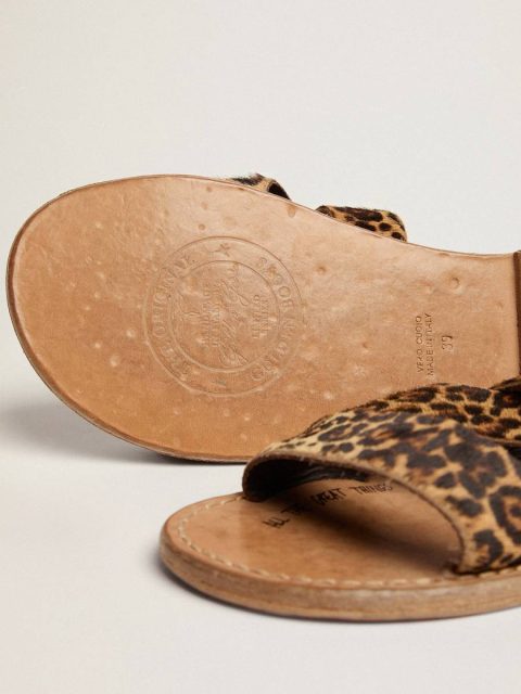 Sandals Margaret Flat Sandals In Leopard-Print Pony Skin Golden Goose Women - Image 4
