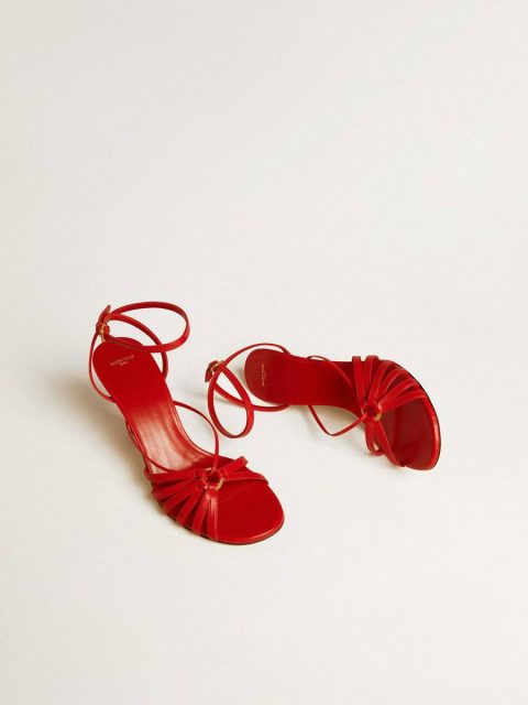 Sandals Nico High Heel Sandals In Red Nappa Leather With Gold Chain Golden Goose Women - Image 2