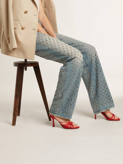 Sandals Nico High Heel Sandals In Red Nappa Leather With Gold Chain Golden Goose Women - Image 3