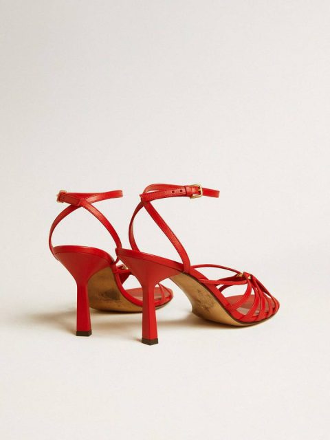 Sandals Nico High Heel Sandals In Red Nappa Leather With Gold Chain Golden Goose Women - Image 5