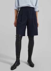 Sava Bermuda Shorts - Navy/White Stripe Bottoms Multi The Frankie Shop Women