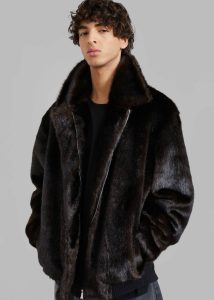 Scott Faux Fur Bomber - Dark Espresso Brown The Frankie Shop Outerwear Men - Image 5