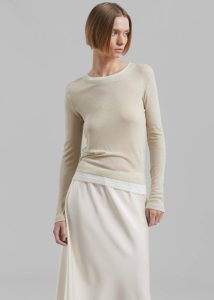 Scottie Layered Tee - Butter Women Yellow The Frankie Shop Tops