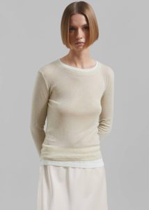 Scottie Layered Tee - Butter Women Yellow The Frankie Shop Tops - Image 4