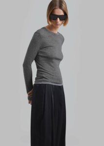 Scottie Layered Tee - Grey Women Tops Grey The Frankie Shop - Image 2