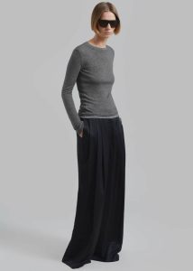 Scottie Layered Tee - Grey Women Tops Grey The Frankie Shop - Image 3