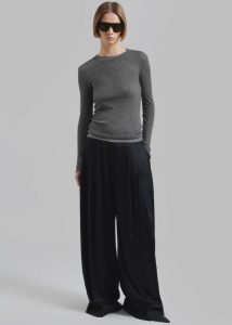 Scottie Layered Tee - Grey Women Tops Grey The Frankie Shop - Image 5