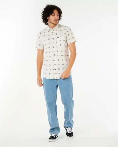 Shirts & Flannels Mens Rip Curl Diamond Micro Short Sleeve Shirt - Image 4