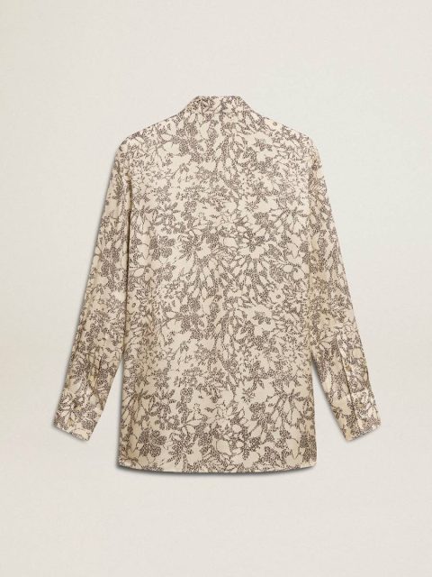 Shirts Women Women's Silk Blend Pajama Shirt With A Floral Print Golden Goose Beige And Black - Image 5