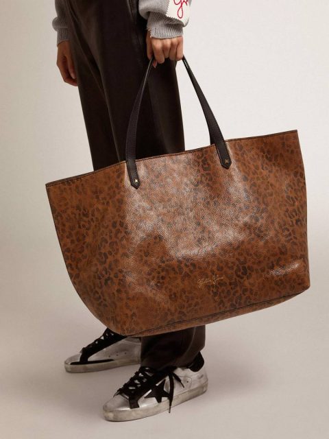 Shoulder Bags Pasadena Bag In Hammered Leather With Leopard Print And Contrasting Black Handles Golden Goose Women - Image 3