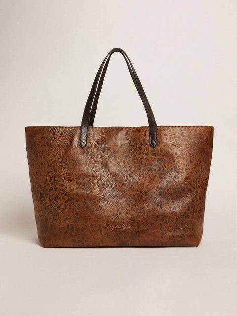 Shoulder Bags Pasadena Bag In Hammered Leather With Leopard Print And Contrasting Black Handles Golden Goose Women