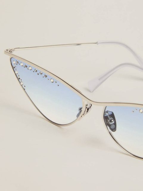 Silver Women Sunglasses Golden Goose Sunglasses Cat-Eye Style With Silver Frame And Crystals - Image 2