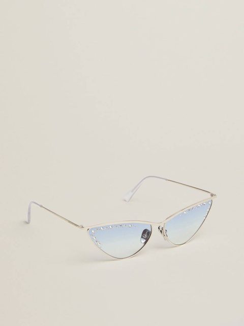 Silver Women Sunglasses Golden Goose Sunglasses Cat-Eye Style With Silver Frame And Crystals