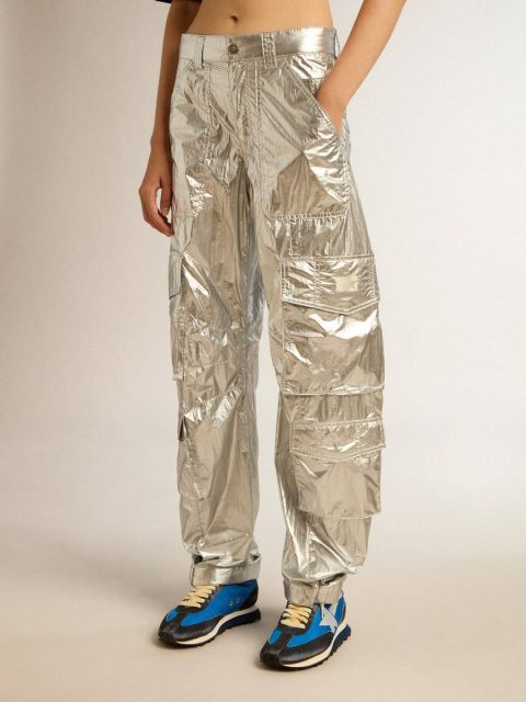 Silver Women’s Cargo Pants In Silver Technical Fabric Women Golden Goose Jeans & Pants - Image 2