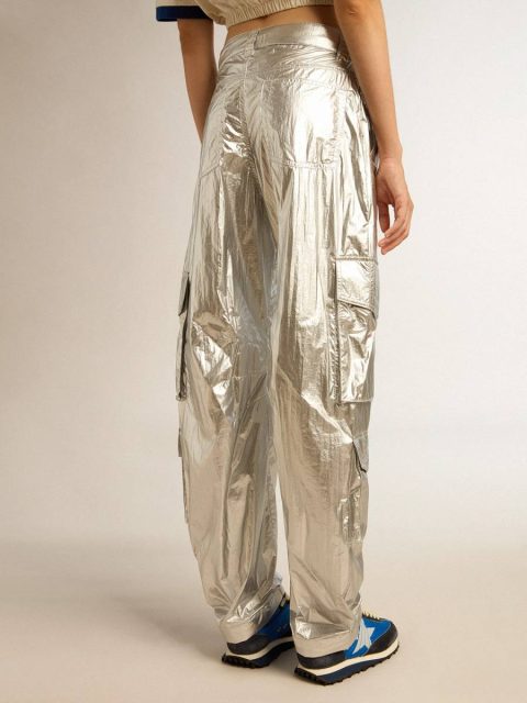 Silver Women’s Cargo Pants In Silver Technical Fabric Women Golden Goose Jeans & Pants - Image 4
