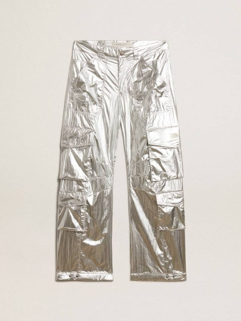 Silver Women’s Cargo Pants In Silver Technical Fabric Women Golden Goose Jeans & Pants